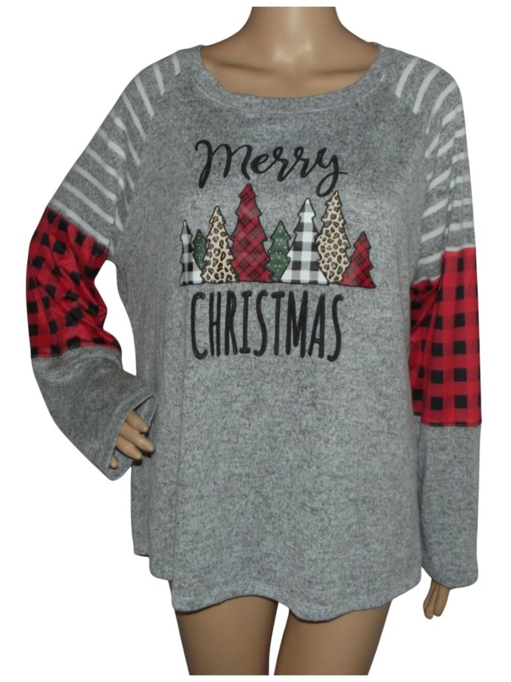 Magical Season Merry Christmas Shirt Womens XL gray heather red buffalo plaid